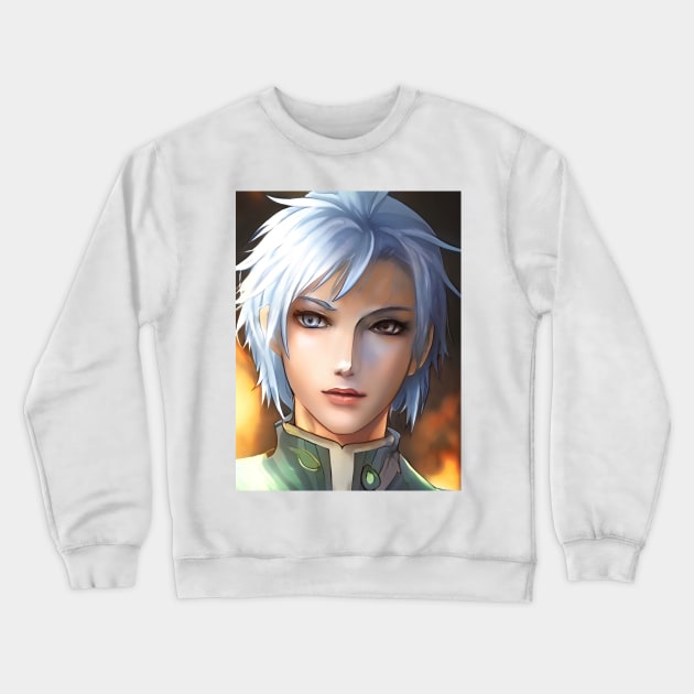 White Hair Anime Boy Crewneck Sweatshirt by animegirlnft